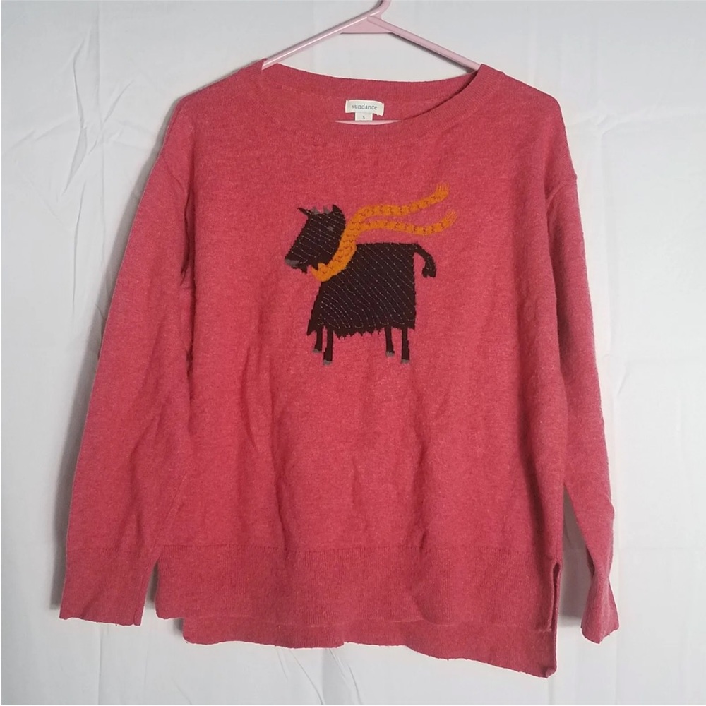 Sundance Cheerful Billy Sweater Small Novelty Print Cozy Soft Wool Nylon